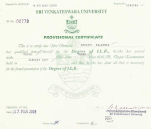 Degree of LL.B.