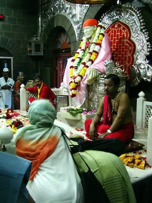 The holy statue of Shirdi Baba at his mahasamadhi